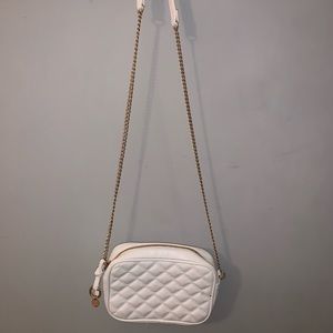 White Faux Leather Cross-Body Purse